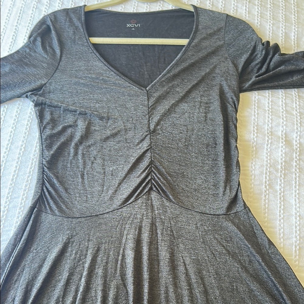 NWT XCVI Black V-Neck Long Sleeve Fit and Flare Dress